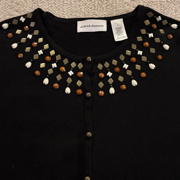 Alfred Dunner Black Cardigan with Gold Accents - Picture 3 of 5